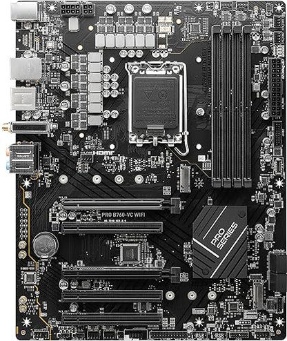 MSI PRO B760-VC WiFi ProSeries Motherboard (Supports 12th/13th Gen Intel Processors, LGA 1700, DDR5, PCIe 4.0, M.2, 2.5Gbps LAN, USB 3.2 Gen2, Wi-Fi 5, ATX) ATX PRO B760-VC WIFI