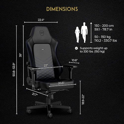 noblechairs Hero Gaming Chair - Office Chair - Desk Chair - PU Faux Leather - Black/Blue