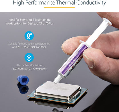 StarTech.com Thermal Paste, High Performance Thermal Paste, Pack of 5 Re-sealable Syringes (1.5g / Each), Metal Oxide Heat Sink Compound, CPU/GPU Thermal Grease Paste, RoHS/CE (SILV5-THERMAL-PASTE)