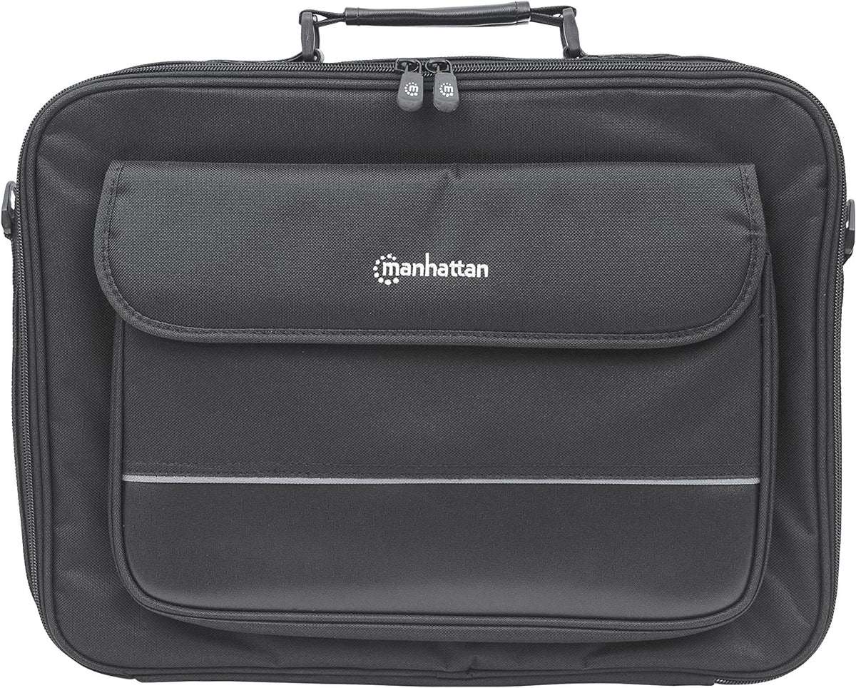 Manhattan 17 Inch Laptop Briefcase Shoulder Bag, Ultra-Lightweight &amp; Padded Compartments, for Carrying Laptop, Notebook, Macbook, Tablet, Black, 3 Yr Mfg Warranty - 421560
