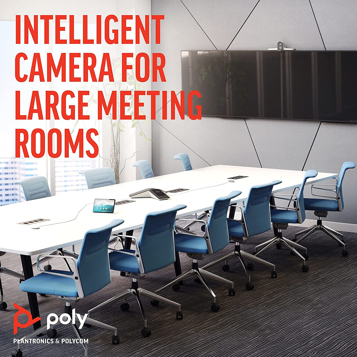 Poly - Studio E70 Intelligent Camera for Large Conference Rooms (Plantronics + Polycom) - Dual 4K Lenses, Speaker Tracking, &amp; Group Framing - Works with Poly G7500 or Poly Microsoft Teams Room