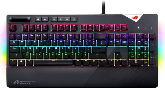 ASUS ROG Strix Flare (Cherry MX Red) Aura Sync RGB Mechanical Gaming Keyboard with Switches, Customizable Badge, USB Pass Through and Media Controls