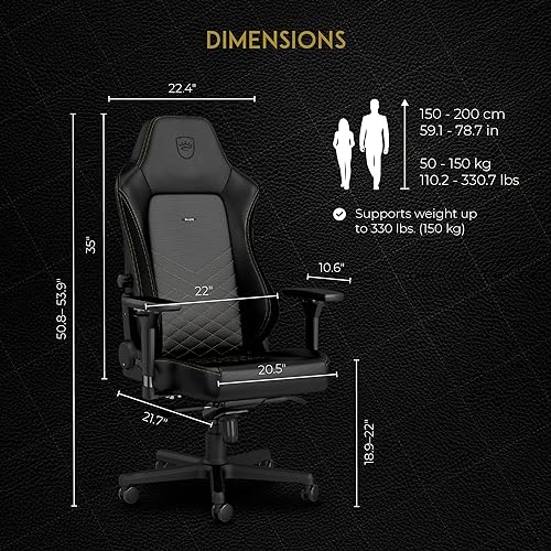 noblechairs Hero Gaming Chair - Office Chair - Desk Chair - PU Faux Leather - Black/Gold