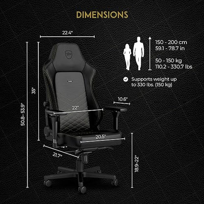 noblechairs Hero Gaming Chair - Office Chair - Desk Chair - PU Faux Leather - Black/Gold
