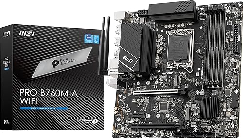 MSI PRO B760M-A WiFi ProSeries Motherboard (Supports 12th/13th Gen Intel Processors, LGA 1700, DDR5, PCIe 4.0, M.2, 2.5Gbps LAN, USB 3.2 Gen2, Wi-Fi 6E, mATX) mATX PRO B760M-A WIFI