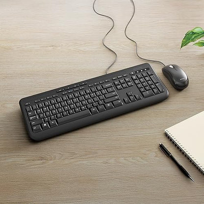Incase Wired Desktop 600 Keyboard & Mouse Combo – Designed by Microsoft – Four Hot Keys, Spill-Resistant Keyboard, Quiet-Touch Keys, Optical Mouse, Left/Right Mouse with 800 DPI Sensor – Black