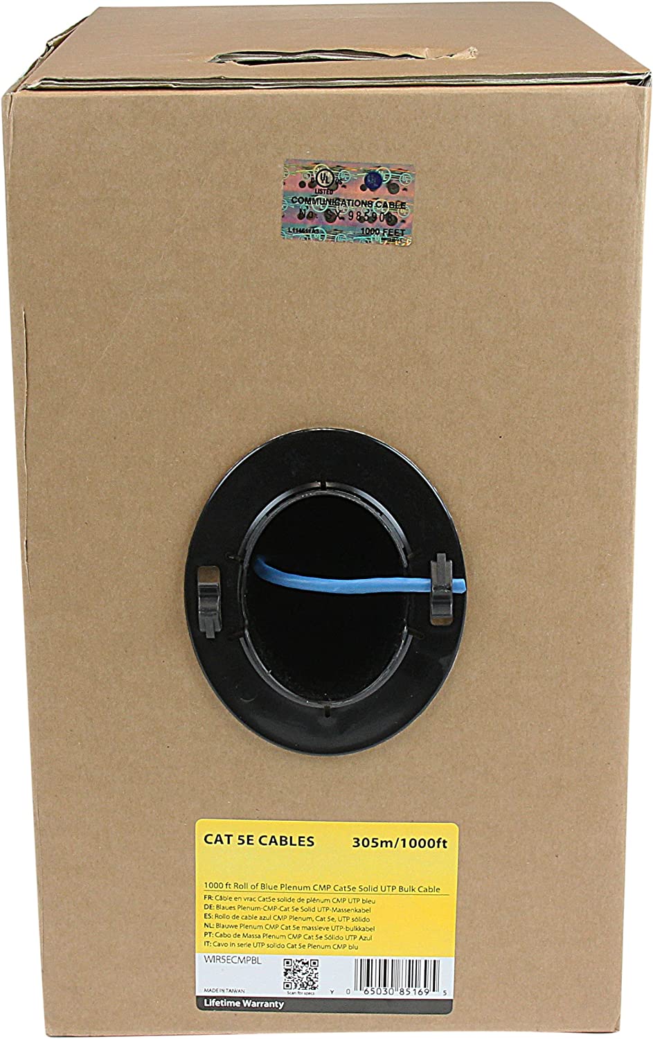 StarTech.com 1000 ft Roll of Blue Plenum CMP Cat5e Solid UTP Bulk Cable - CMP / FT6 Plenum Fire Rating - 24 AWG - Cat 5e Plenum 1000ft Blue Cat5e - 1000ft