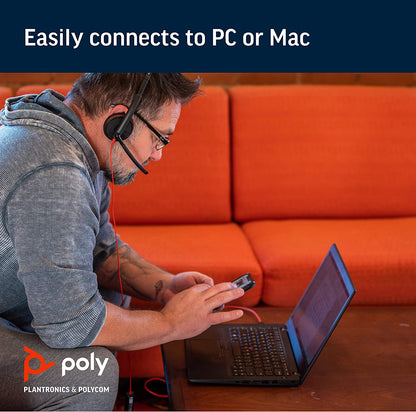 Poly Plantronics - Blackwire 3220 - Wired Dual-Ear (Stereo) Headset with Boom Mic - USB-A to connect to your PC and/or Mac