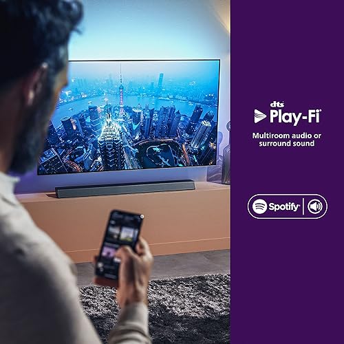 Philips Audio B8905 Soundbar 3.1.2 with Wireless subwoofer 600 W Dolby Atmos DTS Play-Fi Compatible (TAB8905/37), Black