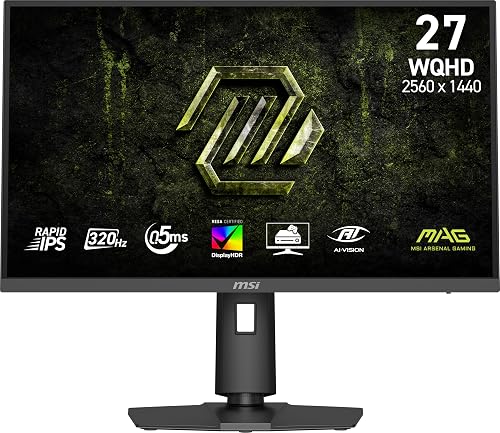 msi MAG 274QPF X32 27-inch 2560 x 1440 (QHD) Gaming Monitor, 320Hz, AMD FreeSync Premium, NVIDIA G-SYNC Compatible, HDR Ready, HDMI, VGA Port, VESA, Tilt, 0.5ms, Black