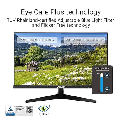 ASUS 24 inch 120Hz Gaming Office Computer Monitor (VY249HGR) - 1080p(Full HD), IPS, 120Hz, 1ms, Adaptive Sync, Eye Care Plus, Blue Light Filter, Flicker Free, SmoothMotion, DisplayWidget, 3yr warranty