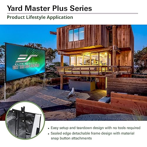Elite Screens Yard Master Plus Series, 100" 16:9, 4K Ultra HD Ready Indoor/Outdoor Portable Foldaway Movie Theater Projector Screen, Front Projection - OMS100H2PLUS 16:9, 100-inch Yard Master Plus Front Projection