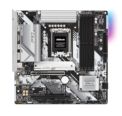 ASRock B760M PRO RS Gaming Desktop Motherboard - Intel B760 Chipset - Socket LGA-1700 - Micro ATX - Core Processor Supported - 192 GB DDR5 SDRAM Maximum RAM - DIMM, UDIMM - 1 x Memory Slots - Gigabit Ethernet - 2.5Gigabit Ethernet