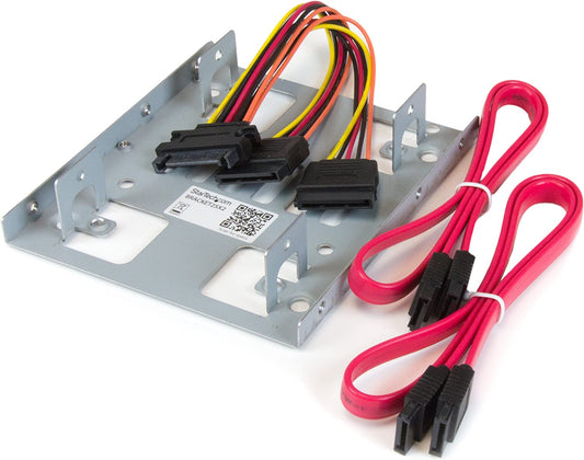 StarTech.com 2.5" to 3.5" SATA Hard Drive Mounting Bracket Kit - Dual SATA SSDs/HDDs Mounting Bracket for Mounting Bay (BRACKET25X2) Steel 1x3.5" Bay 2x2.5" Drive (SATA)