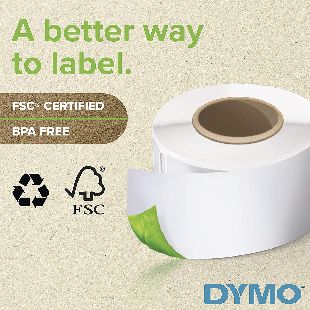 DYMO LW Multi-Purpose Labels for LabelWriter Label Printers, White, 2'' x 2-5/16'', 1 roll of 250 (30370)