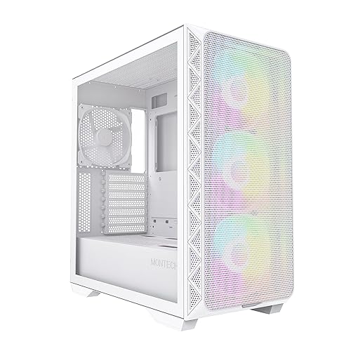 Montech AIR 903 MAX, E-ATX Mid Tower Case, High Airflow, 3X 140mm ARGB PWM & 1x 140mm PWM Fans Pre-Installed, Tempered Glass Side Panel, Mesh Front, Type-C, Support 4090 GPUs, White AIR 903 MAX (W)