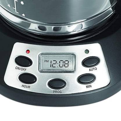 Salton Jumbo Java 14 Cup Drip Coffee Maker, XL Capacity Glass Carafe with 24 Hour Programmable Timer, 2 Hour Keep Warm, Pause & Serve, Resuable Coffee Filter and Measuring Scoop Included, 1000 Watts (FC1667) Black