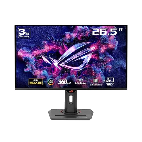 ASUS ROG Strix 27” 1440P OLED Gaming Monitor (XG27ACDNG) - QD-OLED, QHD (2560 x 1440), 360Hz, 0.03ms, Custom Heatsink, OLED Care+, G-SYNC Compatible, 99% DCI-P3, DisplayWidget, AI Gaming, 3yr warranty 27" OLED QHD 360Hz