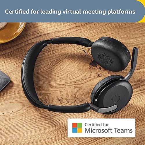 Jabra Evolve2 65 Flex Wireless Stereo Headset - Bluetooth, Noise-Cancelling Jabra ClearVoice Technology & Hybrid ANC - Certified for Microsoft Teams - Black USB-C MS Teams