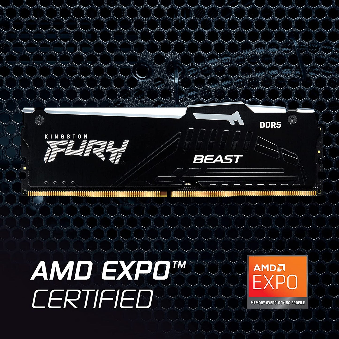 Kingston Fury Beast RGB 16GB 5600MT/s DDR5 CL36 Desktop Memory Single Module | Infrared Sync Technology | AMD Expo | Plug N Play | KF556C36BBEA-16 5600MT/s 16GB