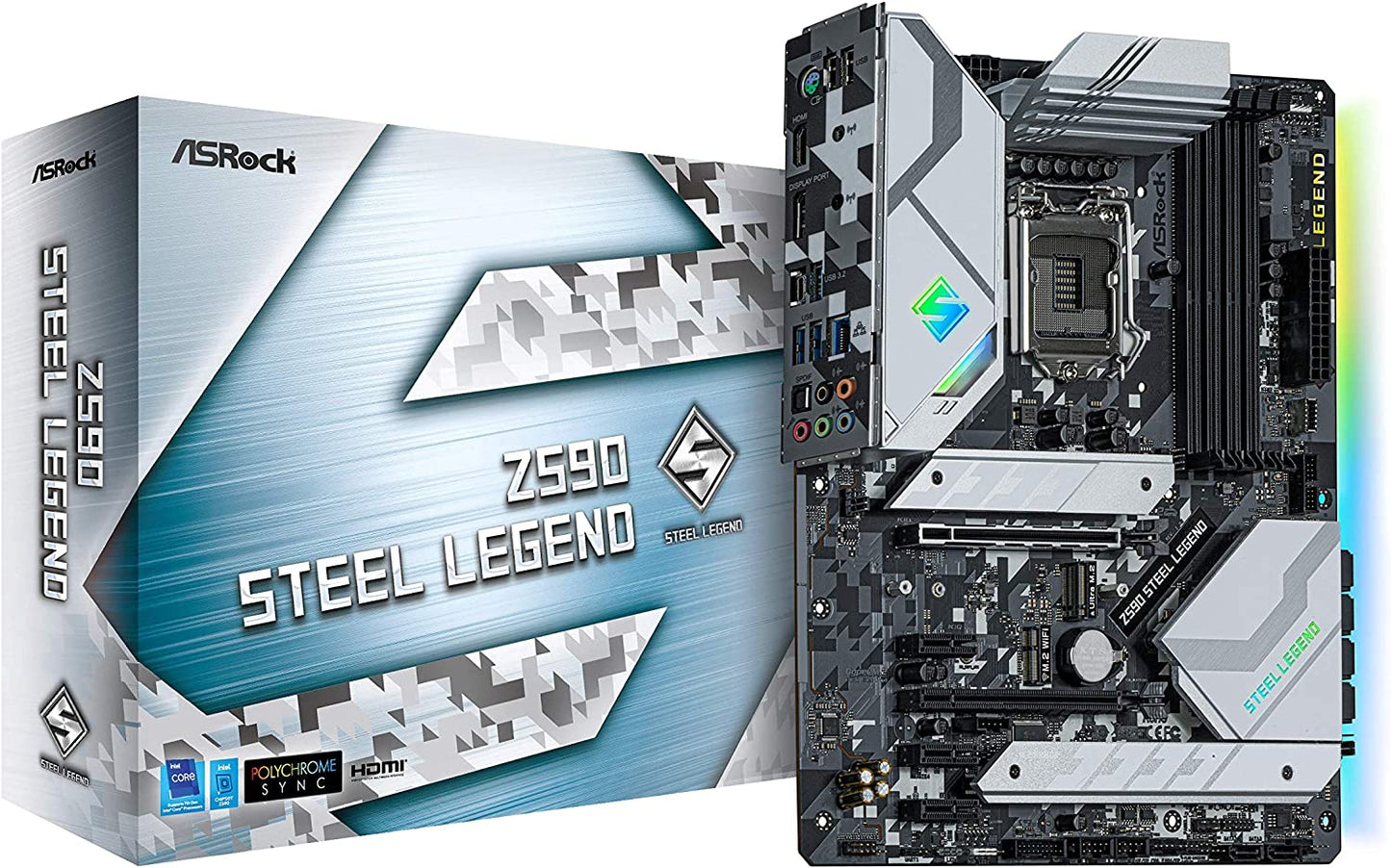 ASRock Z590 Steel Legend Compatible with Intel 10th and 11th Generation CPU (LGA1200) Z590 with Chipset