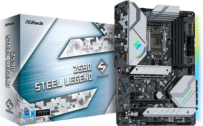 ASRock Z590 Steel Legend Compatible with Intel 10th and 11th Generation CPU (LGA1200) Z590 with Chipset