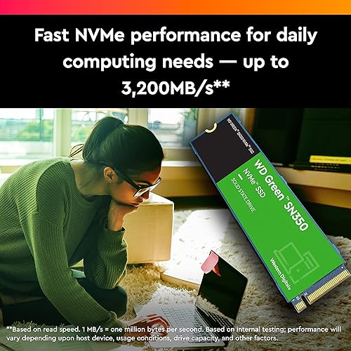 Western Digital 240GB WD Green SN350 NVMe Internal SSD Solid State Drive - Gen3 PCIe, M.2 2280, Up to 2,400 MB/s - WDS240G2G0C