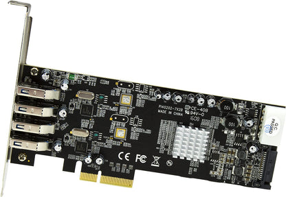 StarTech.com 4-Port USB 3.0 PCI Express Card Adapter - PCIe SuperSpeed USB 3.0 Expansion Card w/ 2 Dedicated 5Gbps Channels (PEXUSB3S42V) PCI Express 4 Ext Dual Bus