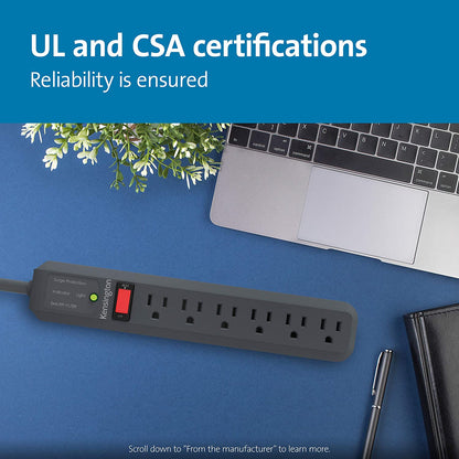 Kensington Guardian 6 Outlet, 15-Foot Cord, &amp; 540 Joules Premium Surge Protector (K38215NA) 15ft Power Cord 6 Outlet