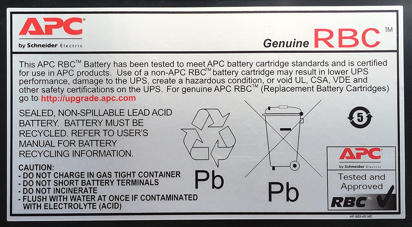 APC UPS Battery Replacement, RBC22, for APC Smart-UPS Models SU700US, SUA750RM2U, SMT750R2-NMC, SU700R2BX120
