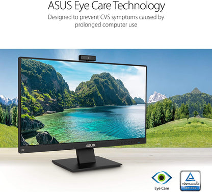 ASUS BE24EQK 23.8” Business Monitor with Webcam, 1080P Full HD IPS, Eye Care, DisplayPort HDMI, Frameless, Built-in Adjustable 2MP Webcam, Mic Array, Stereo Speaker, Video Conference 23.8" IPS w/Webcam &amp; DisplayPort