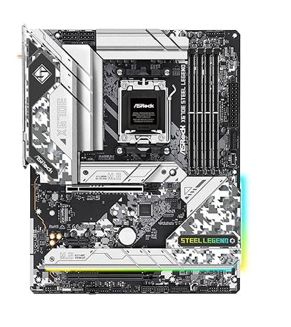 ASRock X670E STEEL LEGEND Gaming Desktop Motherboard - AMD X670 Chipset - Socket AM5 - ATX - Ryzen 7 Processor Supported - 128 GB DDR5 SDRAM Maximum RAM - DIMM, UDIMM - 4 x Memory Slots - Gigabit Ethernet