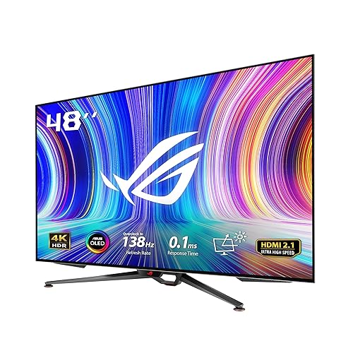 ASUS ROG Swift 47.5” 4K OLED Gaming Monitor (PG48UQ)- UHD (3840 x 2160), 138Hz, 0.1ms, HDMI 2.1, True 10 bit, DCI-P3 98%, G-SYNC Compatible, DisplayPort, USB, Console Ready, Remote Control, Anti-Glare