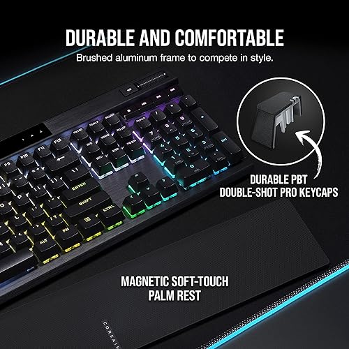Corsair K70 RGB PRO Wired Mechanical Gaming Keyboard (CHERRY MX RGB Blue Switches: Tactile and Clicky, 8,000Hz Hyper-Polling, PBT DOUBLE-SHOT PRO Keycaps, Soft-Touch Palm Rest) QWERTY, NA - Black K70 RGB PRO MX BLUE (Clicky) Black