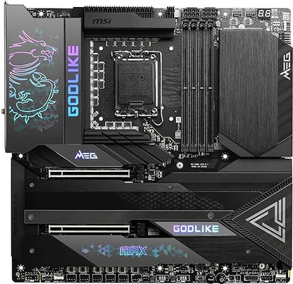 MSI MEG Z790 GODLIKE MAX Gaming Motherboard (Supports 12th/13th/14th Gen Intel Processors, LGA 1700, DDR5, PCIe 5.0, M.2, 10Gbps LAN, USB 3.2 Gen2, Wi-Fi 7, Thunderbolt, E-ATX)