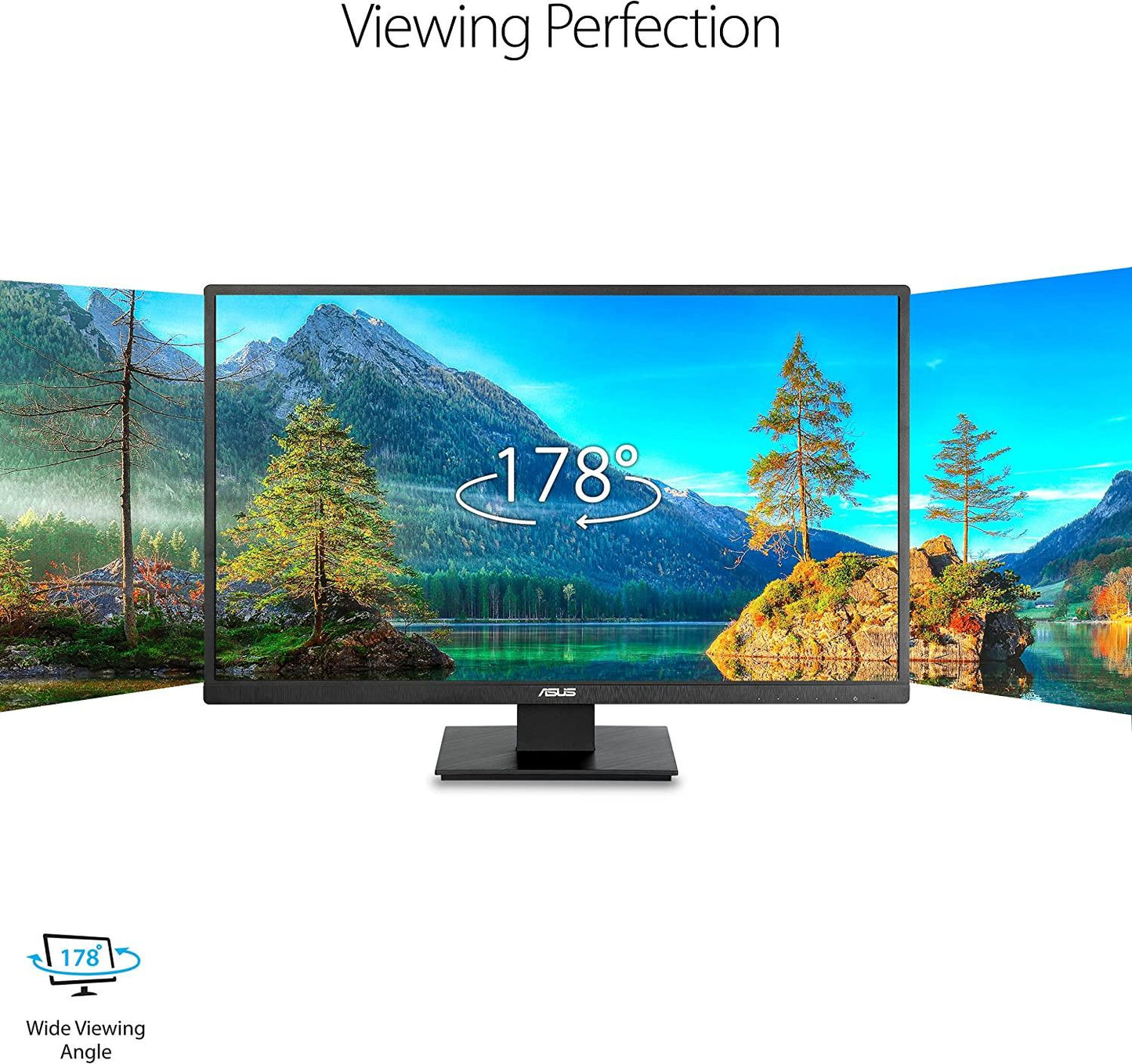 ASUS 27” 1080P Monitor (VA279HAE) - Full HD, Eye Care, Low Blue Light, Flicker Free, VESA Mountable, Anti-Glare, HDMI, D-Sub, VGA