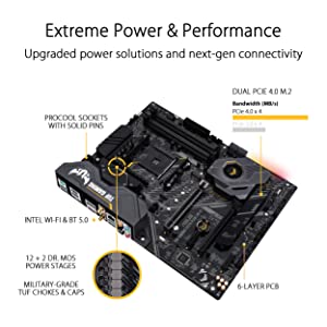ASUS AM4 TUF Gaming X570-Plus (Wi-Fi) AM4 Zen 3 Ryzen 5000 &amp; 3rd Gen Ryzen ATX Motherboard with PCIe 4.0, Dual M.2, 12+2 with Dr. MOS Power Stage