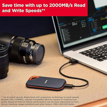SanDisk 4TB Extreme PRO Portable SSD - Up to 2000MB/s - USB-C, USB 3.2 Gen 2x2, IP65 Water and Dust Resistance, Updated Firmware - External Solid State Drive - SDSSDE81-4T00-G25 4TB New Generation