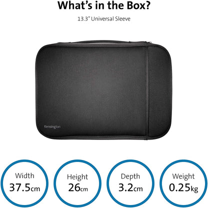Kensington 14-Inch Laptop Chromebook Sleeve with Storage Pocket (K62610WW),Black 14"