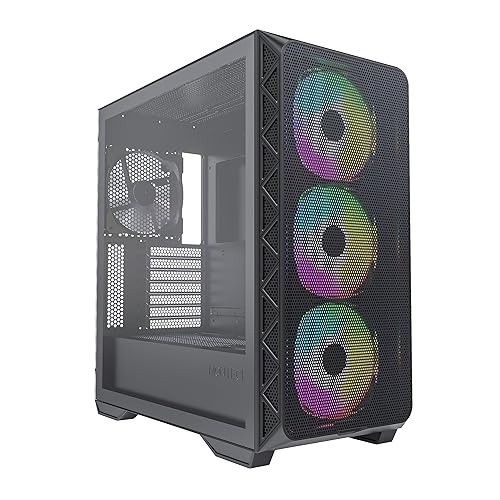 Montech AIR 903 MAX, E-ATX Mid Tower Case, High Airflow, 3x 140mm ARGB PWM & 1x 140mm PWM Fans Pre-installed, Tempered Glass Side Panel, Mesh Front, Type-C, Support 4090 GPUs, Black AIR 903 MAX (B)