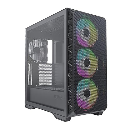 Montech AIR 903 MAX, E-ATX Mid Tower Case, High Airflow, 3x 140mm ARGB PWM & 1x 140mm PWM Fans Pre-installed, Tempered Glass Side Panel, Mesh Front, Type-C, Support 4090 GPUs, Black AIR 903 MAX (B)