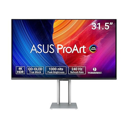 ASUS ProArt Display 32” 4K HDR QD-OLED Professional Monitor (PA32UCDM) - UHD, Ultra-Slim, 240Hz, 0.1ms, Auto Calibration, Dolby Vision, 99% DCI-P3, ?E<1, Thunderbolt 4, Calman Ready, 3 yr Warranty