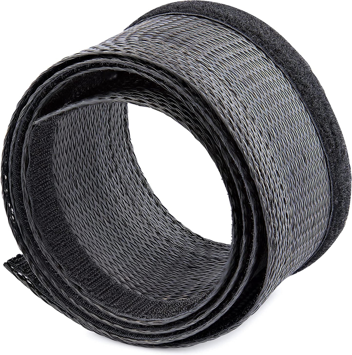 StarTech.com 10ft (3m) Cable Management Sleeve, Trimmable Heavy Duty Cable Wrap, 1.2" (3cm) Dia. Polyester Mesh Computer Cable Manager/Protector/Concealer, Black Cord Organizer/Hider (WKSTNCMFLX)