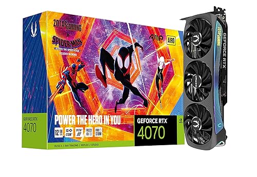 ZOTAC Gaming GeForce RTX 4070 AMP AIRO Spider-Man: Across The Spider-Verse Inspired Graphics Card Bundle, ZT-D40700F-10SMP