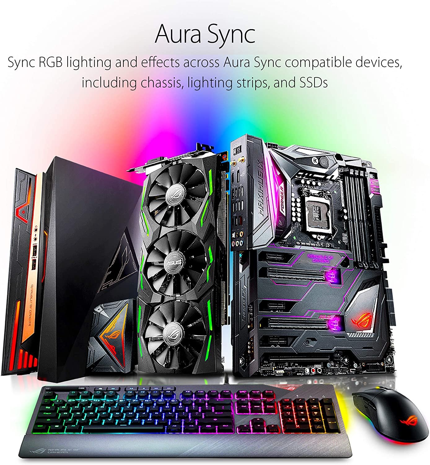 ASUS ROG Strix Flare (Cherry MX Red) Aura Sync RGB Mechanical Gaming Keyboard with Switches, Customizable Badge, USB Pass Through and Media Controls