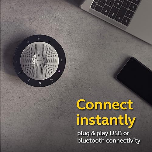 Jabra Speak 750 MS Wireless Bluetooth Speakerphone with Link 370 USB Adapter – Portable Conference Speaker for Holding Meetings Anywhere with Premium Audio - Certified for Microsoft Teams Speak 750 Skype Optimized