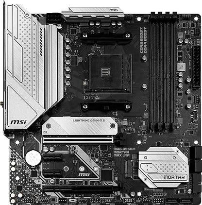 MSI MAG B550M Mortar MAX WiFi Gaming Motherboard (AMD AM4, DDR4, PCIe 4.0, SATA 6Gb/s, M.2, USB 3.2 Gen 2, HDMI/DP, Micro ATX, Wi-Fi 6E, AMD Ryzen 5000 Series Processors)