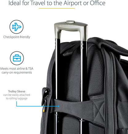 StarTech.com 15.6" Laptop Backpack with Removable Accessory Case - Professional IT Tech Backpack for Work/Travel/Commute - Durable Ergonomic Computer Bag - Nylon - Notebook/Tablet Pockets (NTBKBAG156)