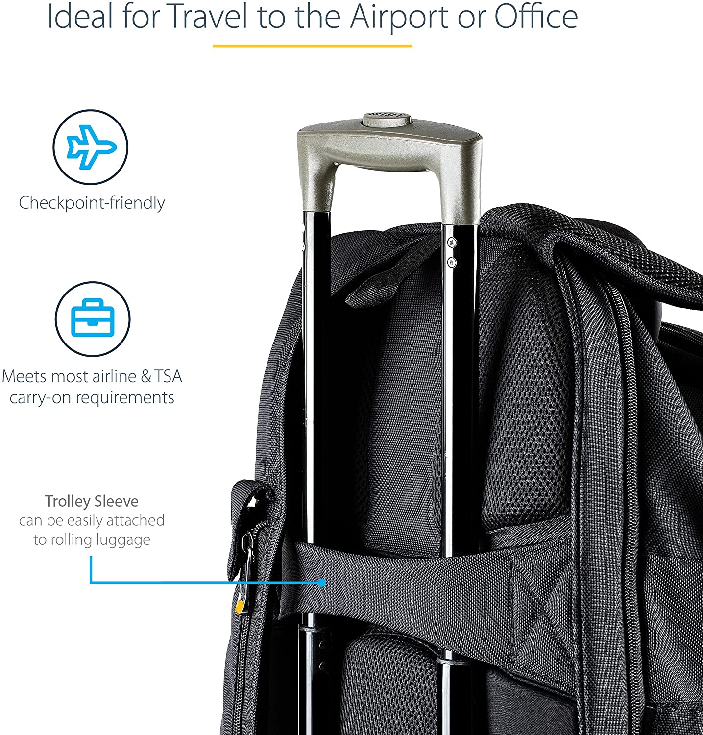 StarTech.com 17.3" Laptop Backpack with Removable Accessory Case - Professional IT Tech Backpack for Work/Travel/Commute - Durable Ergonomic Computer Bag - Nylon - Notebook/Tablet Pockets (NTBKBAG173)