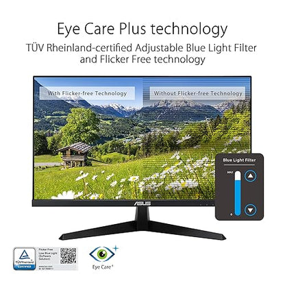 ASUS 24” (23.8-inch viewable) Eye Care Monitor (VY249HF) - Full HD, IPS, 100Hz, IPS, SmoothMotion, 1ms, Adaptive Sync, Blue Light Filter, Flicker Free, HDMI, VESA Mountable, 3 Year Warranty